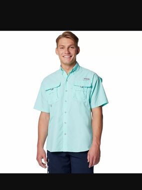 Columbia Short-Sleeve Button-Up Shirt - Mint